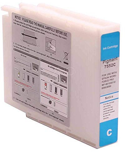 Alternativ Druckerpatrone für Epson T7552 Cyan für Workforce WF-6530MFP WF-8000 WF-8010DW WF-8090 WF-8090DTW WF-8090DTWC WF-8090D3TWC WF-8510DWF WF-8590DWF WF-8590DTWF WF-8590DTWFC von ABC