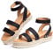Hitmars Sandale Plateforme Femme d’Ete Espadrille Sandales Compensées Mode Bout Ouvert Faux Cuir avec Sangle Cheville 5 CM noir B taille 39 EU