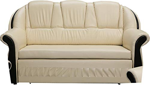 MOEBLO Sofa mit Schlaffunktion und Bettkasten, Couch für Wohnzimmer, Schlafsofa Federkern Sofagarnitur Polstersofa Wohnlandschaft - FILON (Beige (Soft 33))