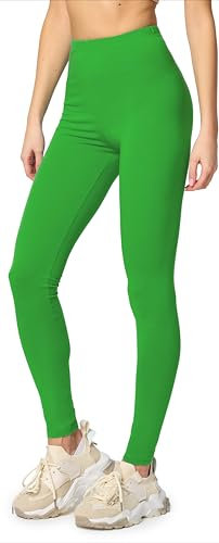 Merry Style Leggings Damen Baumwolle für das ganze Jahr Bequeme Leggings Blickdicht Damen Ideal für Yoga Sport Gym und Freizeit MS10-198 (Grün,XS)