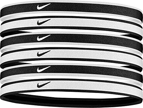 Nike Swoosh Sport-Stirnbänder, Einheitsgröße, Schwarz/Weiß, 6 Stück