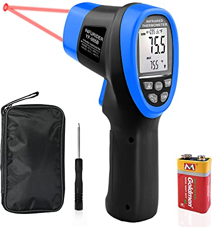 Termometro a Infrarossi Laser Digitale(-50℃-1360℃),INFURIDER YF-985B Pistola Temperatura Infrarossi, D:S=16: 1 Misuratore di Temperatura IR Pirometro Senza Contatto per Forno HVAC Industriale