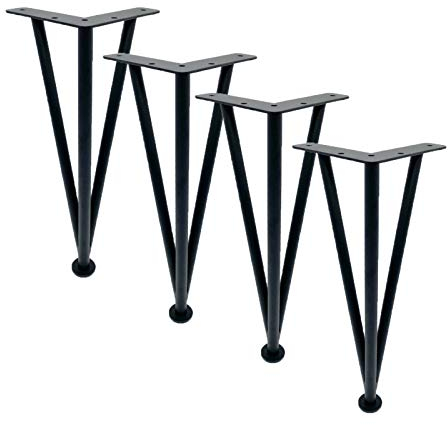 4 Stück Möbelfüße Einstellbar Möbelfüsse Dreieck Stützbeine Ersatz Rostfreier Stahl Möbelbeine Metallfuß für Bett Sofa und Nachttisch Füße Arbeitsplatte Schreibtisch Tischbeine Beine,Schwarz(25cm)