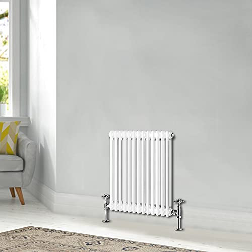 Blümme Traditional 600 x 605mm Horizontal Cast Iron Radiator Central Heating Radiators Double Column White
