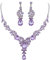 EVER FAITH Strass Kristall Hochzeit Floral Wave Teardrop Halskette Ohrringe Set Lavendel Lila