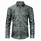 HISDERN Men‘s Silk Shirt Paisley Dress Shirts for Men Long Sleeve Button Down Wedding Party Prom Satin Tuxedo Shirts Regular Fit, Grey S