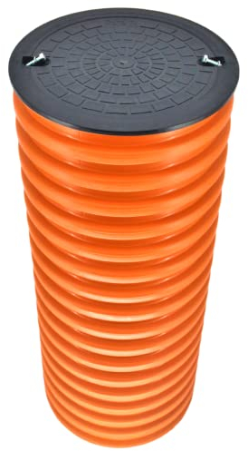 Megaastore KG Steigrohr Schachtrohr Wellrohr DN315 Länge - 1m Kanalschacht Kanalrohr Abwasser (DN 315) | mit PP Schachtdeckel, Abdeckung DN315 Druckklasse A15-1,5 Tonne