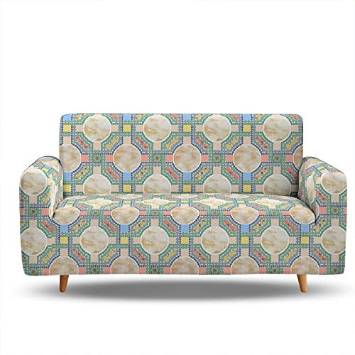 ZAHHYG Sofabezug Farbenfroher Nordischer Stil Sofa Überzug Sofaüberwurf Stretchy Couchbezug Sofa Bezug Ecksofa Überwurf Sofabezüge Antirutsch Sofahusse Jacquard Sofaüberzug 1 Place (90cm-140cm)