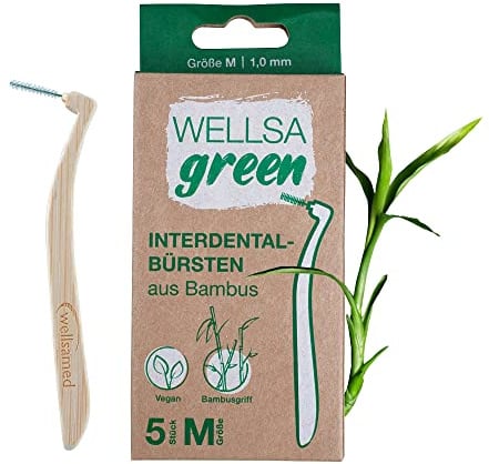 wellsamed wellsagreen 5er Pack Bambus Interdentalbürsten L-Shape (M)