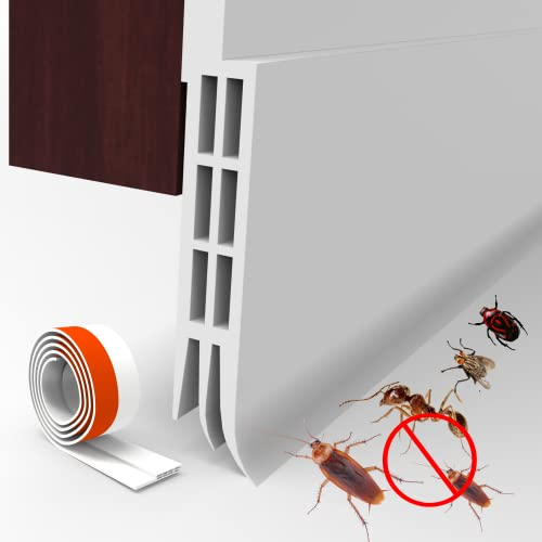 POPYS Porta Guarnizione inferiore - Paraspifferi sottoporta - Paraspifferi porta blindata - paraspifferi finestre - guarnizione porta (4x200, Bianco)