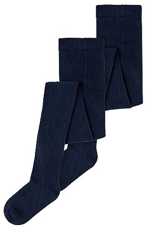 NAME IT Unisex Kinder nknpantybroek rib 2p noos Strumpfhose, Dark Sapphire, 122-128 EU