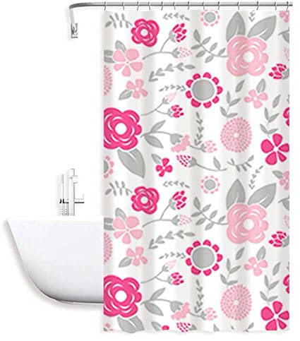 Vetrineinrete® Tenda moderna per doccia vasca da bagno impermeabile pvc 12 ganci decorazione fiori rosa 200x240 cm