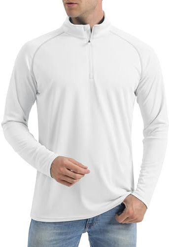 MAGCOMSEN Camiseta Manga Larga Hombre Deporte con Cremallera 1/4, Protección UPF 50+, Secado Rápido, Camiseta Funcional Running