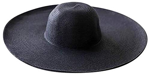 Einfarbiger Strohhut mit breiter Krempe für Damen, Floppy-Hüte mit breiter Krempe, Strandkappe Strick Mützen