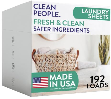 Clean People Laundry Detergent Sheets - Recyclable Packaging, Hypoallergenic, Stain Fighting - Ultra Concentrated, Laundry Soap - Fresh Scent, 192 Pack