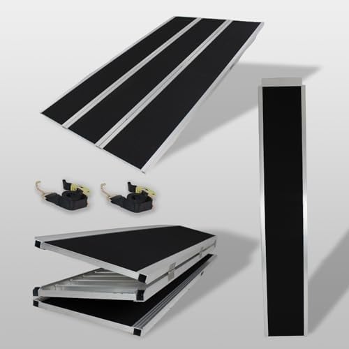 DREIBREIT by TRUTZHOLM Alu Auffahrrampe 215 cm 2-Fach klappbar Tragkraft 1020 kg grau/schwarz beschichtet Verladerampe