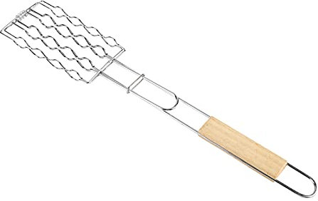 BBQ clip 1Pcs Barbecue Sausage Grilling Basket Hot Dog Metal Mesh Clip BBQ Rack with Wooden Handle Barbecue clips Barbecue food clip Korean bbq tongs