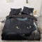 YASMENG Bettwäsche 135x200cm Schwarz Katze Muster Kinder Junge Mädchen Bettwäsche Set Microfaser Bettbezug mit Reißverschluss und 1 Kissenbezug 80 x 80 cm