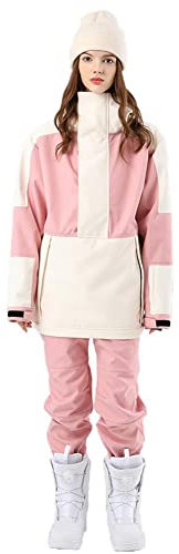 Damen Schneebekleidung Skianzug Sets Outdoor Sport Snowboard Wear Wasserdicht Atmungsaktiv Jacken und Hose, S2152-rosa/weiß, X-Large