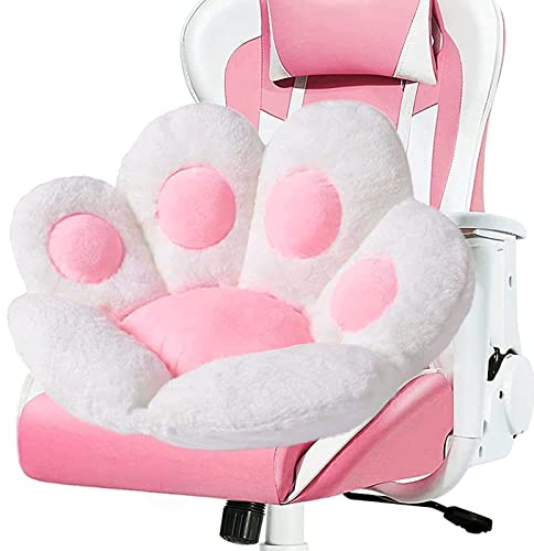 DOBUONO Katzenpfotenkissen, niedliches Stuhlkissen, Kawaii-Katzenform, 71,1 x 61 cm, Gaming-Stuhlkissen, Kätzchen, Plüsch-Sofakissen für Mädchen, Gamer, Stuhl, Kawaii-Zubehör, Raumdekoration,