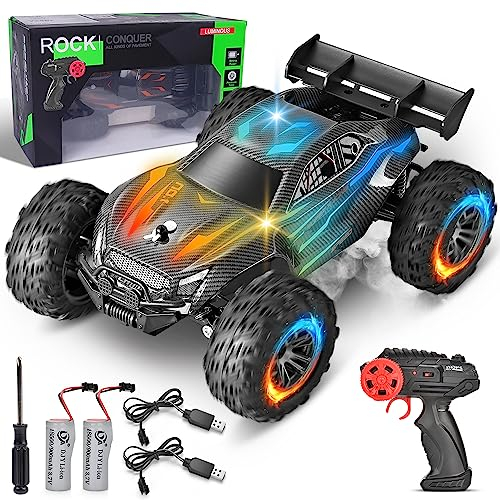 VATOS 2,4 GHz 1:16 RC Auto Ferngesteuertes Auto, Aufleuchten Monster Truck Fernbedienung Auto 2WD Offroad RC Fahrzeug 15km/h LKW Spielzeug mit 2 Akku für Kinder Jungen Mädchen ab 4 5 6 7 8 Jahre