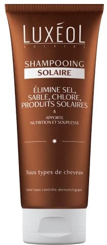 LUXÉOL - Shampooing Solaire - Soin Cheveux Nourrissant Plage, Piscine - Elimine Sel Sable Chlore Produits- Sans Silicone - 95% D'Ingrédients D'Origine Naturelle - Fabriqué En France - 200ml