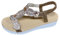 Pogolino Damen Sandalen Glitzer Zehentrenner Riemchen Blumen Nieten Sommer Sandaletten A11 – Champagner – 38