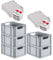 PROREGAL SuperSparSet 5x Eurobox NextGen Economy mit Scharnierdeckel & roten Verschlüssen | Griffe offen | HxBxT 22x30x40cm | 20 Liter | Eurobehälter Transportbox Transportbehälter Stapelbehälter