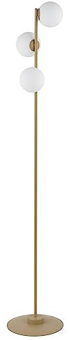 Licht-Erlebnisse Stehlampe Wohnzimmer OKLEDO in Gold Metall Glas Kugel 160cm hoch G9 Moderne Stehleuchte Leselampe