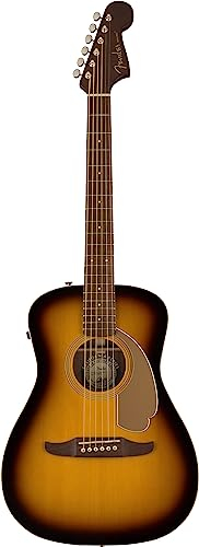 Fender Malibu Player Acoustic Guitar, Walnut Fingerboard, Gold Pickguard, Sunburst