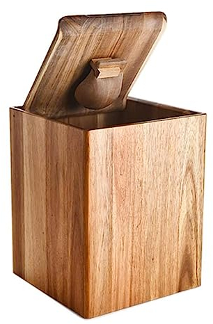 Distributeur de riz en bois, récipient de stockage de riz en bois avec tasse à mesurer, stockage d'aliments secs, boîte de récipient de riz à céréales, seau scellé avec couvercle for la maison et la c