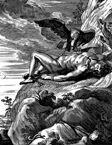Prometheus, Greek Mythology Notebook, 1 Subject, 11 x 8.5, 116 pages, College Ruled Paper with Date, Perfect for Note-Taking, College Classes, Black/White: Mythology Art Notebook