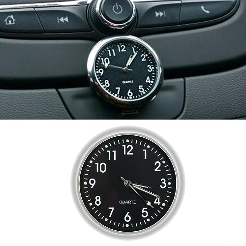 Autouhr – kleine Digitaluhr, Auto-Armaturenbrettuhr für das Armaturenbrett, leuchtende Auto-Armaturenbrett-Lüftungsschlitze, aufklebbare Zeituhr, Quarz-Analoguhr, Schwarz