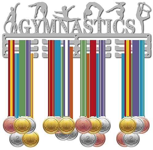 CREATCABIN Gymnastik-Medaillenaufhänger,Medaillenhalter,Rack,Sport,Metall,Aufhängen,Sportler-Auszeichnungen,Eisen,Wandhalterung,Dekor Für Wettbewerb,Band,Umhängeband,Medaillen,Silber,15.7x5.9,(1) cm