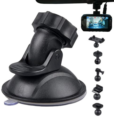 Camera Camcorder Dashcam, Car Camera Mount, Car Camera Mount Vlogging with 5 Adapters, Strong Suction Phone Stand, 360 Degree Adjustable Car Accessories for Windshield, Video Recording
