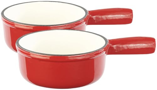 Rosenstein & Söhne Fondue: 2er-Set Käsefondue-Töpfe aus Gusseisen, 16 cm (Fondue Rechaud Gusseisen, Käsefondue induktionsgeeignet, Weihnachten)