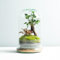 Omotesando Terrario Plantas de Cristal | Recipiente con Ficus Ginseng y Fitonia | Jardín Eterno Plantas Naturales | Ecosistema Natural | Jardín en un Bol | Regar una Vez al año | Cúpula Jungle