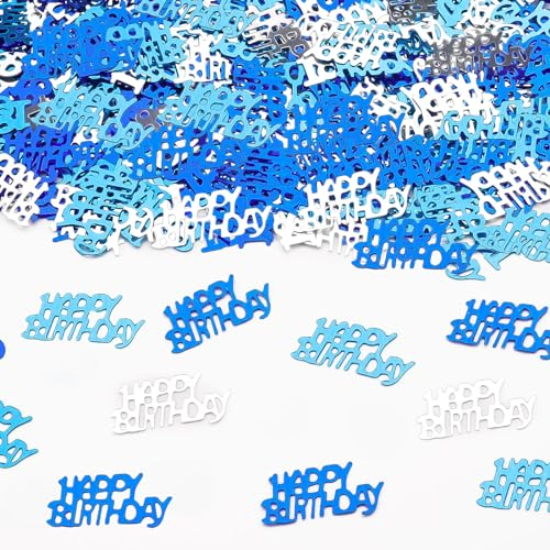 600 Stück Konfetti Tischdeko Geburtstag Partydekorationen Happy Birthday Konfetti Blau,Streudeko Geburtstag für Mann und Frau