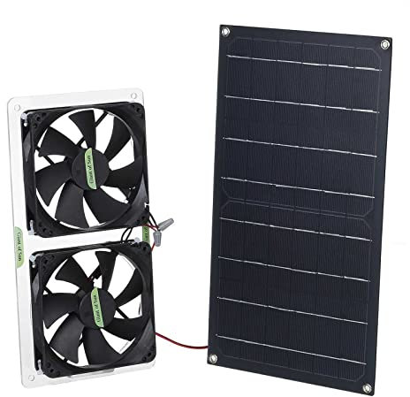 MOVMA Ventilador de Techo con ventilación de Aire para v Panel Solar + Ventilador De Chasis 100 W 12 V Ventilador De Escape Doble Impermeable RV Invernadero Mascota Hogar Portátil