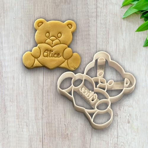 ELACE Emporte Pièce Ourson A Personnaliser Avec Prénom - Moule Petit Beurre - Emporte Piece Avec Prénom Biscuits, Gâteaux, Décorations - Idéal pour Cuisson, Artisanat, Enfants et Adultes