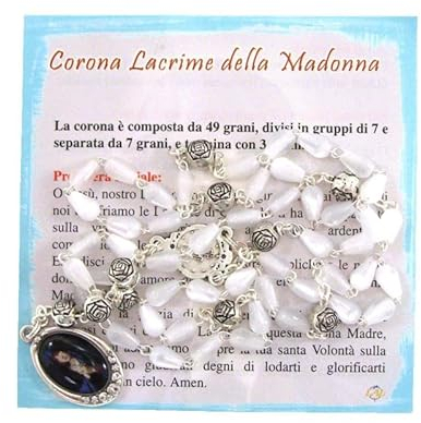 Generico ArteSacraCaravaggio Rosenkranz der Madonna der Tränen 50 cm Glasperlen Perlmutt aus italienischer Handwerkskunst