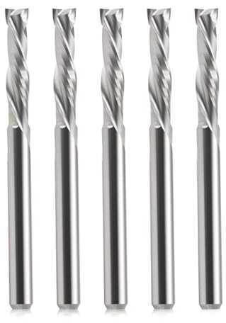 EU_HOZLY 3.175x15mm Up & Down Cortar dos flautas en espiral de carburo de tungsteno para CNC Router Compresión Madera Bits Pack de 5