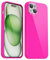 Svanove for iPhone 15 Case Silicone, Glossy Soft Rubber Gel Jelly Cute Protective Plastic Simple Plain Phone Case Cover for Women Girl, Slim Thin Flexible Shockproof TPU, Neon Hot Pink