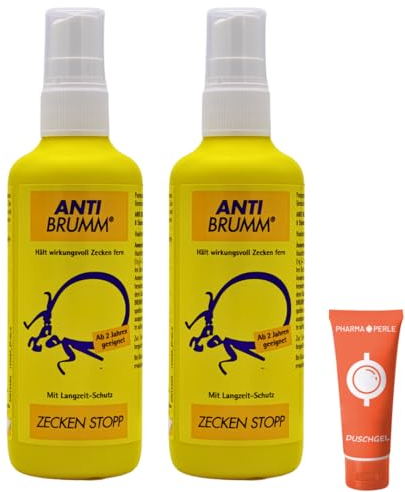 Anti Brumm Zecken Stopp Pumpspray 2x 150 ml I Schutz vor Zecken I Zeckenspray I Icaridin I Für Erwachsene und Kinder ab 2 Jahren I Insekten-Repellent I Spar-Set plus Pharma Perle give-away