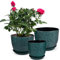 TMBMLPP 3 pcs Plant Pots Indoor, Plant Pots, 20/23/25cm Black Plastic Plant Pots with Green Speckles, Flower Pots, Plastic Planters with Drainage Holes and Saucers, for House Plants, Flowers Plants