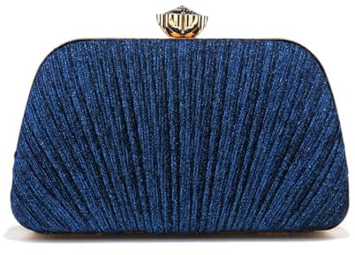 YUEZHAN Abendtasche Damen Clutch Damen Clutch Taschen Ruched Pailletten Abend Taschen Glitzer Metall Kette Handtaschen Bankett Abendessen Prom Geldbörse Ym7656Blau