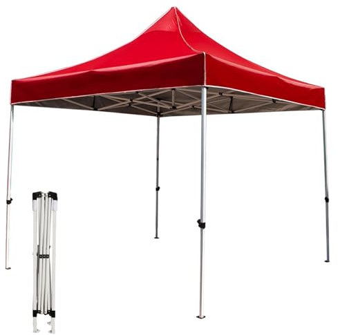 FVTVHEV Pop Up Faltpavillon Partyzelt Gartenpavillon Pavillon Flatpavillon Wasserdicht und Sonnenschutz Höhenverstellbare Einstellungen Einfach Aufzubauen (blau/rot)(Rot,2x3M)