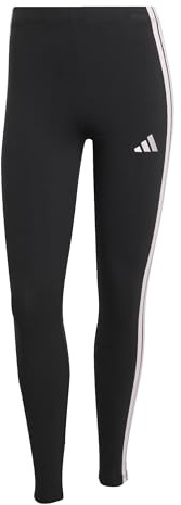 adidas Women's Essentials 3-Stripes Cotton Leggings Tights, Black/Clear Pink, L
