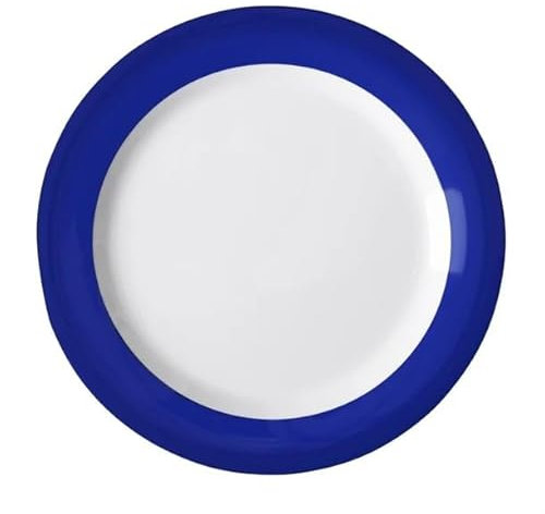 nisbets limited Olympia Kristallon Gala Plastic Blue Rim Plates 268mm (6 Pack) - Reusable Plates for Outdoor Catering, Schools, Nursing Homes DX437