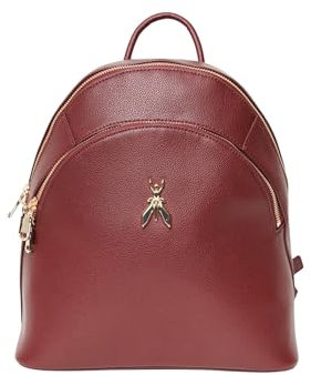 Patrizia Pepe Rucksack aus Leder mit Fly-Logo aus Metall und doppeltem Reißverschluss Beige, Dark Plum (M496), Taglia unica, rucksack